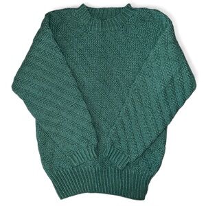 Hand Knit Jade Green Cozy  Sweater